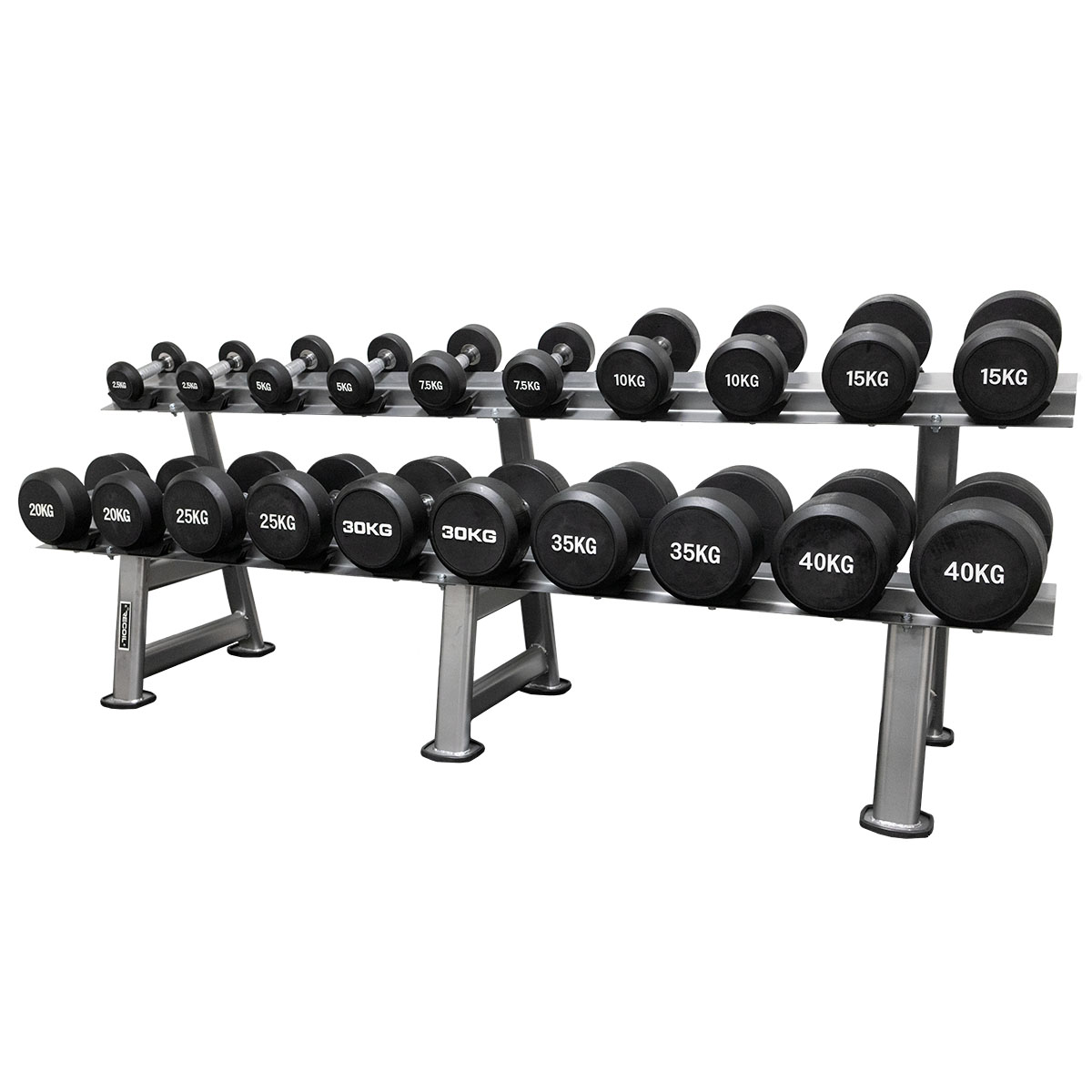 Håndvægtpakke 10 par med recoil (2 ETAGERS) stativ (2,5 - 40 kg)
