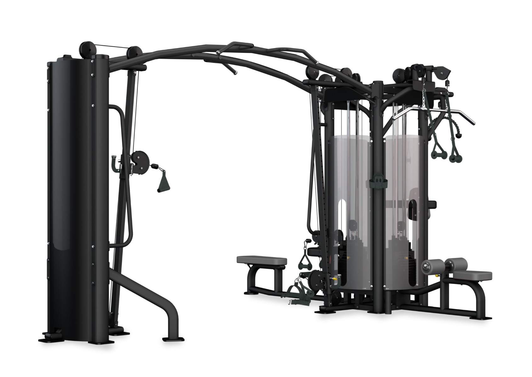4-Stationers Maskine med Krydstræk Stål Sort/Rød – BH Fitness