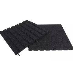 Gymgulv 30 mm – 50x50 cm Gummi Sort – Ny model