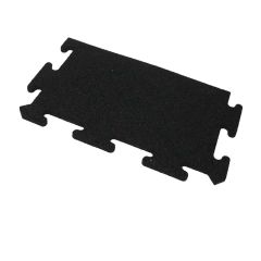 Kantbit i gummi till 15 mm pusselmatta för gymgolv, med rak sida och mått 540 x 255 mm.
