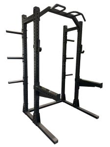 Svart half rack pro med vikthäng och säkerhetsarmar