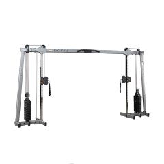 Kryssdrag Body Solid GDCC250 i silver/svart – frontvy med dubbla viktmagasin och chinsstång.