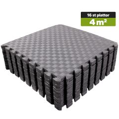 Puslespilsmåtte EVA 50x50 x 1 cm Sort – 16 plader / 4 m²