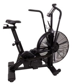 Recoil Airbike X2 i svart, visad i helfigur snett framifrån med tydlig överblick av design och fläkt.