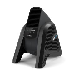 Wahoo Kickr Headwind smartfläkt med justerbara ben och kontrollpanel för luftflöde.