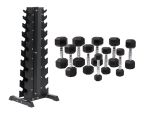 Svart hantelställ från master samt tio stycken hantlar