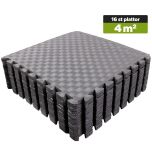 Puslespilsmåtte EVA 50x50 x 1 cm Sort – 16 plader / 4 m²