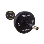 Komplett set med svart 80 kg bumper plates och skivstång från Recoil – för gym och crossfit