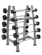 Skivstångsställ med fasta skivstänger från Master Fitness i olika vikter.