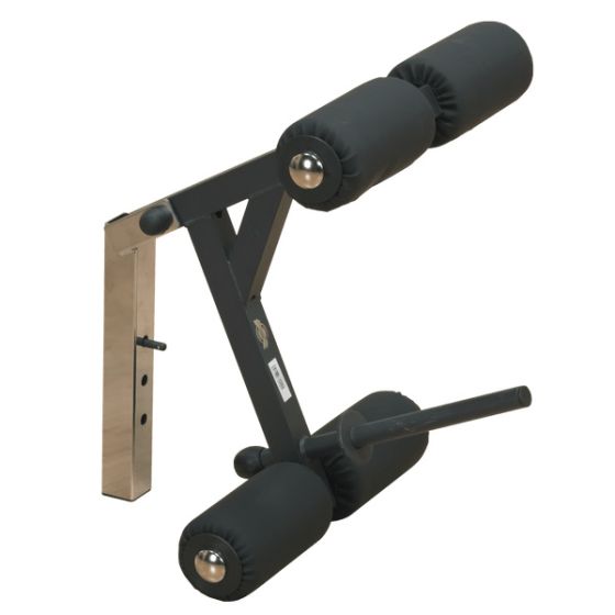 Bencurlmodul i svart med två vadderade gummivalsar och fäste i stål.