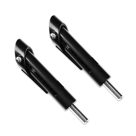 Två dropset pins i svart utförande mot vit bakgrund, frilagda.