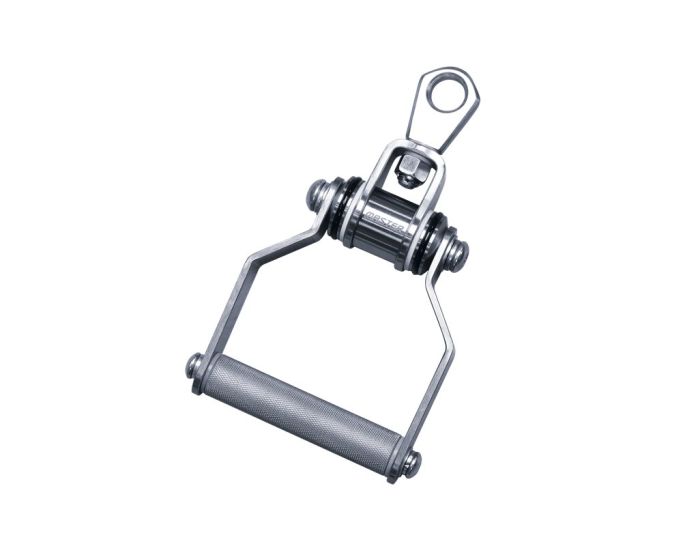 Enhandsgrepp i krom med räfflat grepp och ögla för fäste