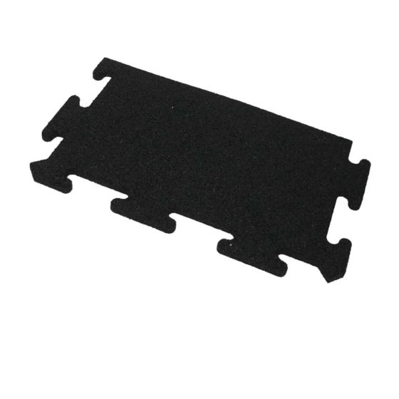 Kantbit i gummi till 15 mm pusselmatta för gymgolv, med rak sida och mått 540 x 255 mm.