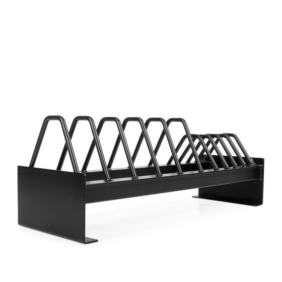 Viktställ från Gymstick för 50 samt 25mm viktskivor - vy snett framifrån