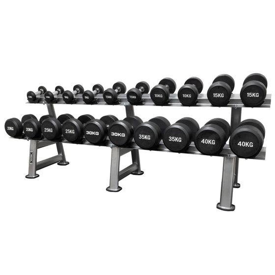 Tvåvånings hantelställ med 20 hantlar