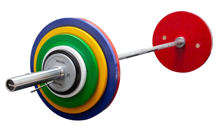 INTERNATIONELL SKIVSTÅNG FÖR STYRKELYFT MED VIKTSKIVOR FRÅN RECOIL