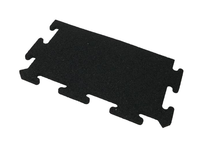 Kantbit i gummi till 15 mm pusselmatta för gymgolv, med rak sida och mått 540 x 255 mm.