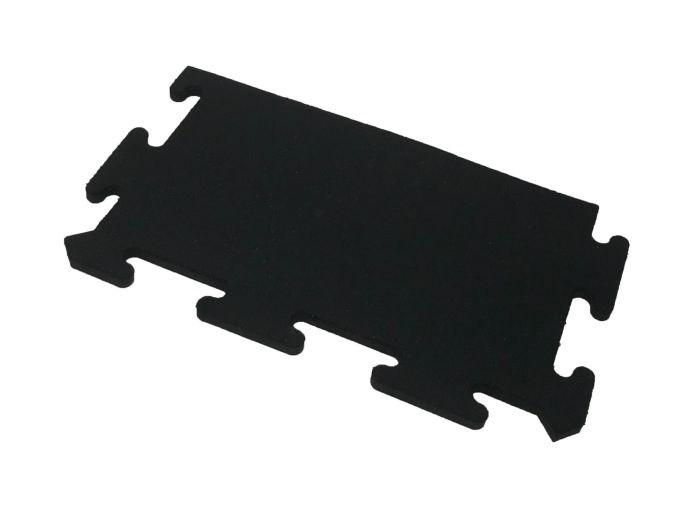 Rak kantbit i gummi till 20 mm pusselmatta för gymgolv – svart/grå.
