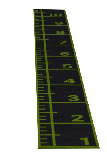Konstgräs 1x10m svart med grön numrering – tydlig numrering från 1 till 10 i frontvy.