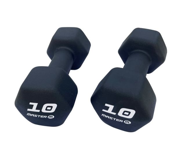 Två stycken neoprenhantlar från Master Fitness med vikterna 10kg 