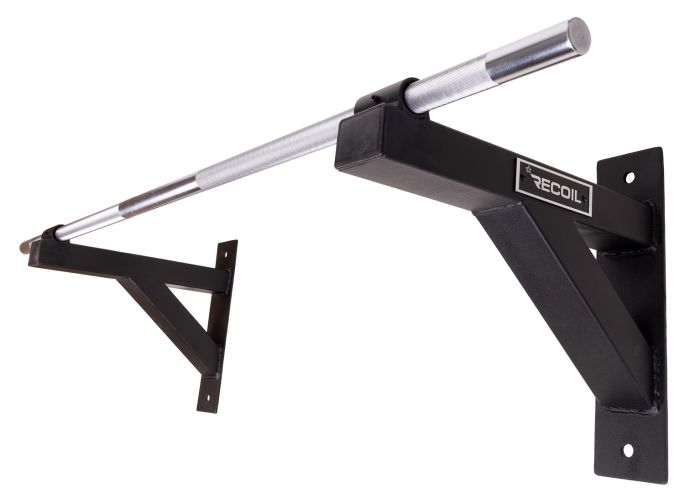 Väggmonterat chinsräcke från Recoil med kromad stång och justerbara väggfästen – Gymkompaniet