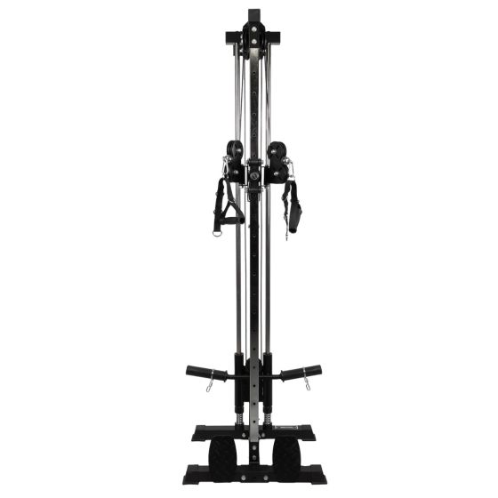 Recoil kryssdragshalva för lösa viktskivor med flera handtag monterade.