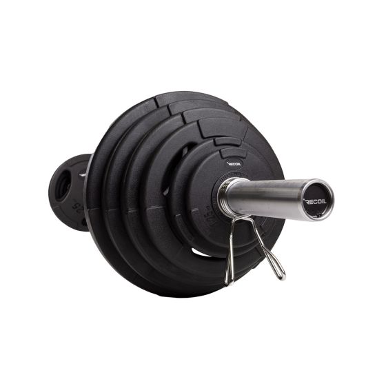 SKIVSTÅNG MED VIKTSKIVOR OCH FJÄDERLÅS