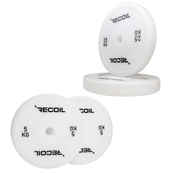 Fyra vita teknik viktskivor från recoil