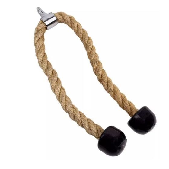 Tricepsrep från Recoil i naturlig hampa, 90 cm långt med gummistopp och stålfäste för dragapparat 