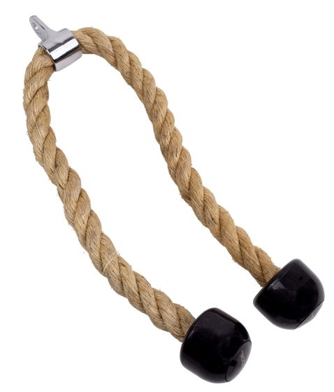 Tricepsrep från Recoil i naturlig hampa, 90 cm långt med gummistopp och stålfäste för dragapparat 