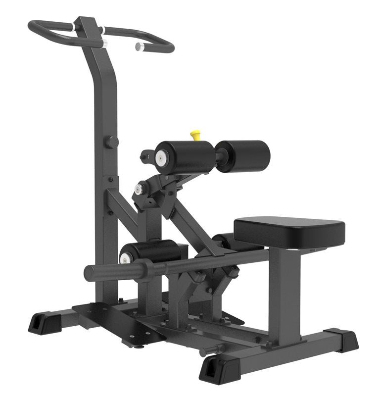 Hip thrust-maskin i svart design från Impulse, sedd framifrån i sittande startposition