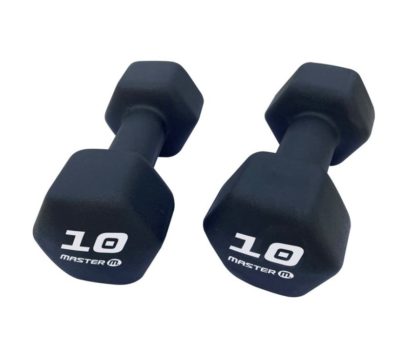 Två stycken neoprenhantlar från Master Fitness med vikterna 10kg