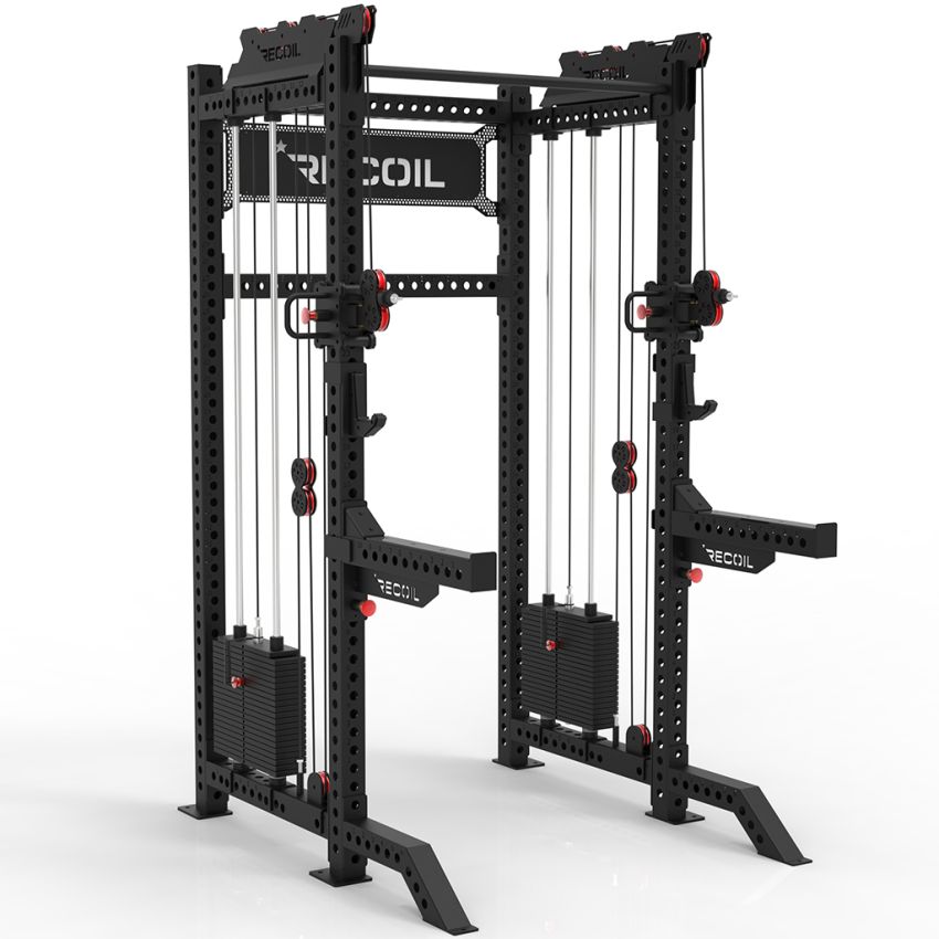 Multirack PRO i svart stål med dubbla viktmagasin och J-hooks
