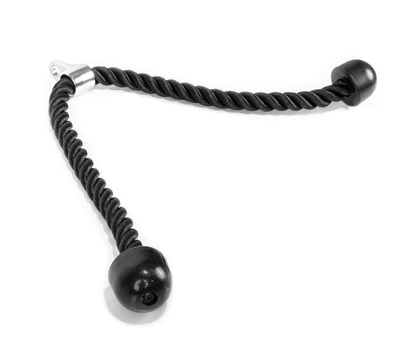 Tricepsrep från Gymstick med extra längd på 90 cm och gummistopp i ändarna, utmärkt för biceps- och tricepsövningar i dragapparater.