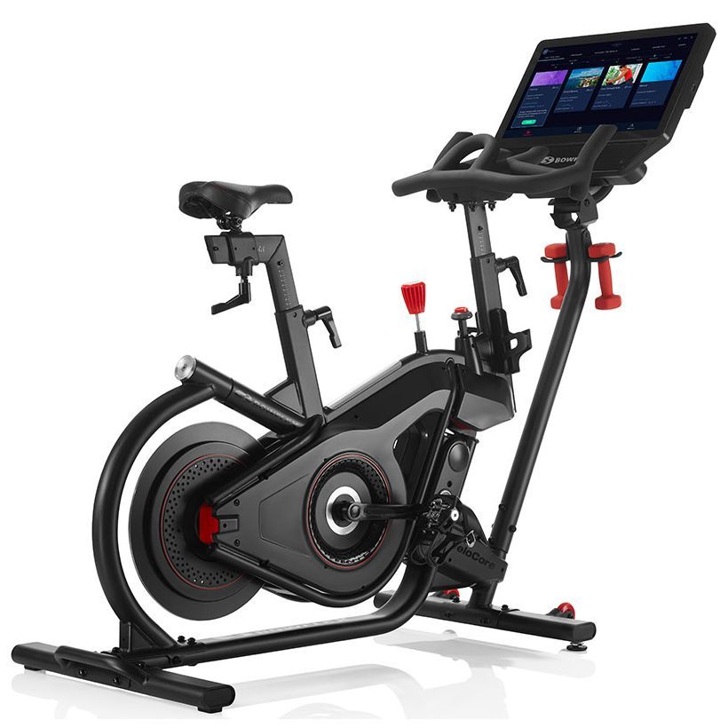 Spinningcykel Bowflex VeloCore 22i med 22-tums pekskärm i svart och röd design