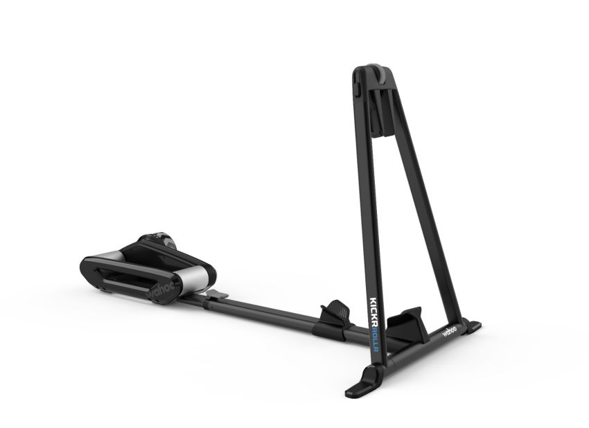 Wahoo Kickr Rollr smart trainer för cykel, med dubbelrullsystem och stabil ramkonstruktion.