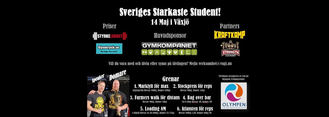 Gymkompaniet som hovedsponsor for Sveriges stærkeste studerende